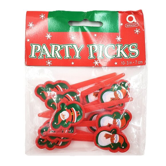 Vintage “Amscan” Santa Claus & Snowman Party Picks – 3 Pack Set – NEW - Picture 2 of 3